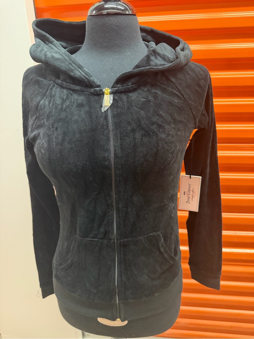 NWT Juicy Couture Women Velour Zip-Up Hoodie - Black Size XS